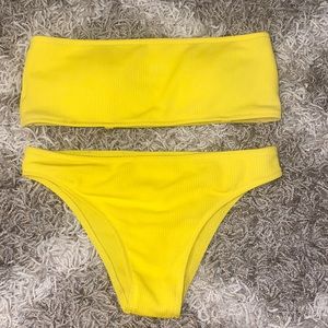Zaful Swim. Yellow strapless top and bottoms.